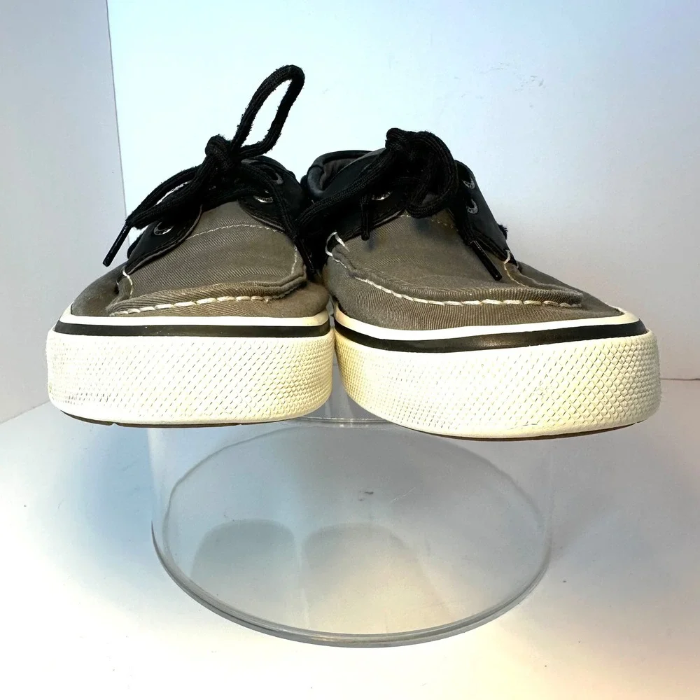 Sperry Top-Sider Mens Grey Black Canvas Leather Boat Shoes‎ STS22946 Size 9